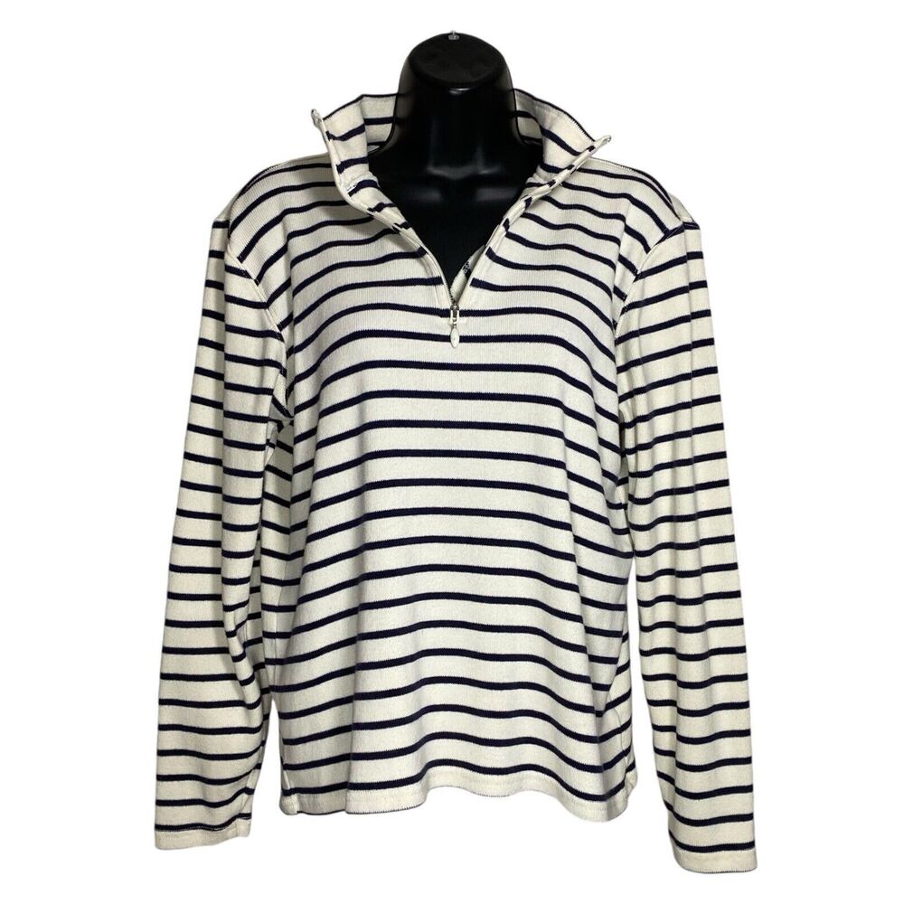 L.L. Bean Navy and White Striped Sweater